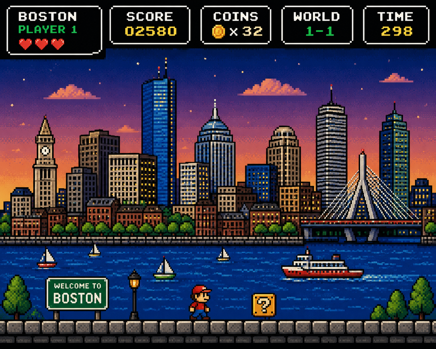 Boston - Retro Skyline