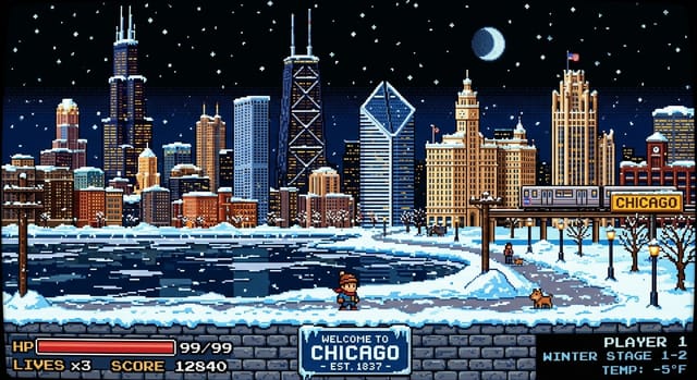 Chicago Winter - Retro Gaming
